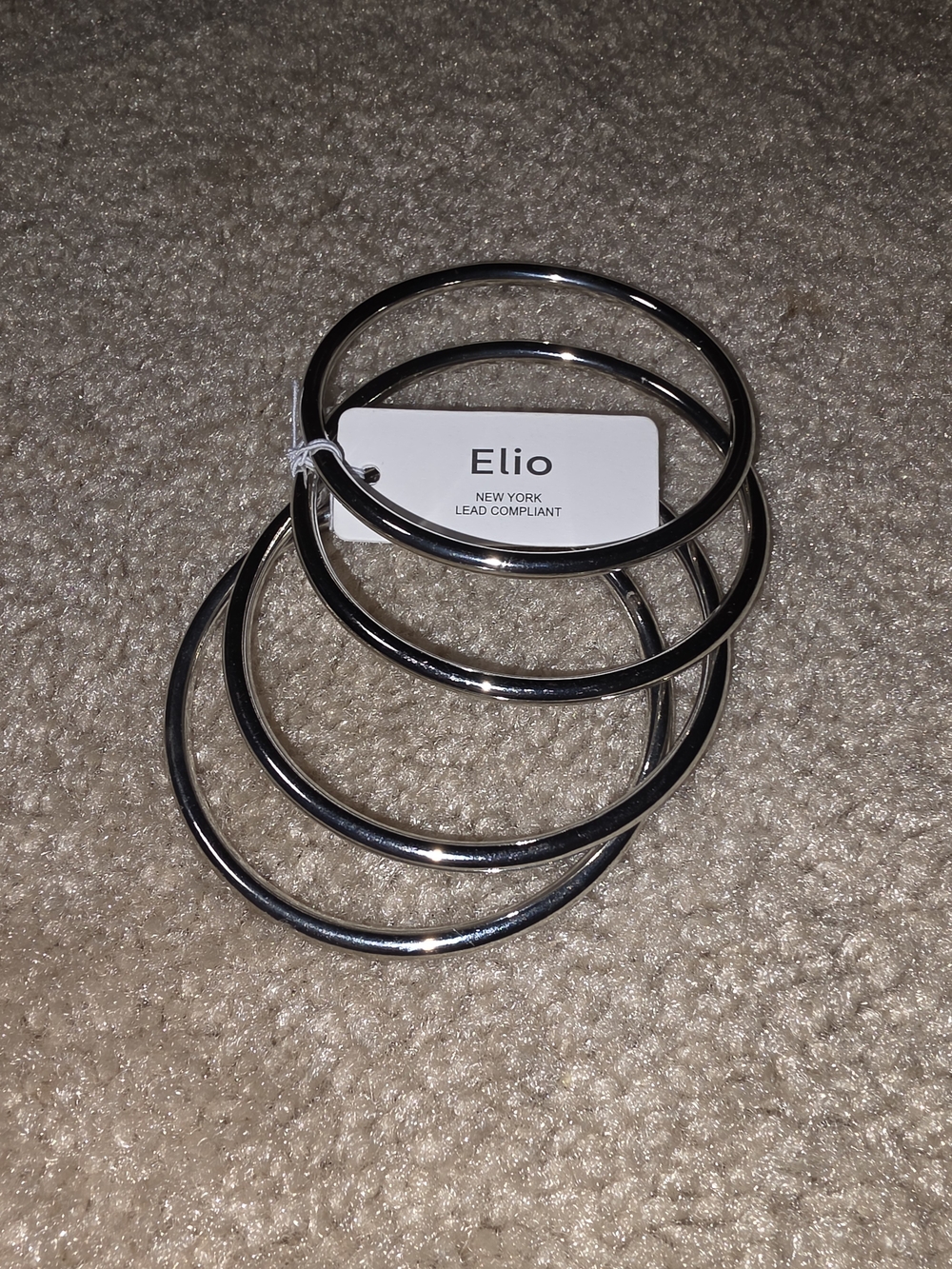 ELIO NEW YOUR Polished Silver-tone Bangle Bracelet 4pc Set $18 NWT